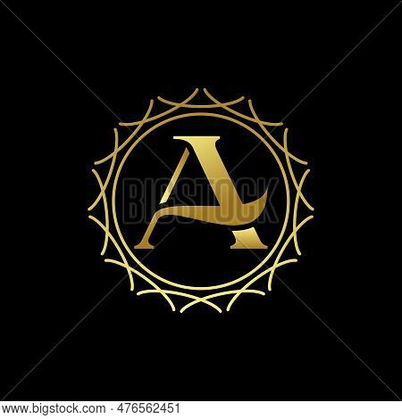 Simple And Unique Letter Or Word A Serif Beauty Art Font With Motif Around Template Image Graphic Ic