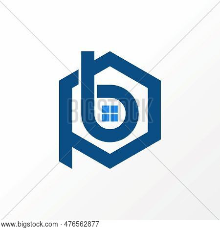 Letter Or Word Bp Or Pb Font With Hexagon, Window, And Chimney Image Graphic Icon Logo Design Abstra