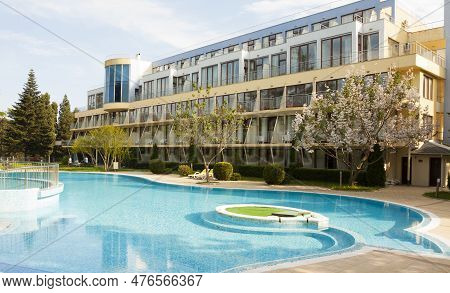St.st. Constantine And Helena, Bulgaria - May 14 2015: Hotel Koral With Swimming Pool.