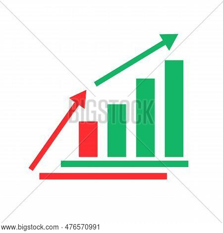 Stepwise Ascending Arrows And Bar Graph Icon. Editable Vector.