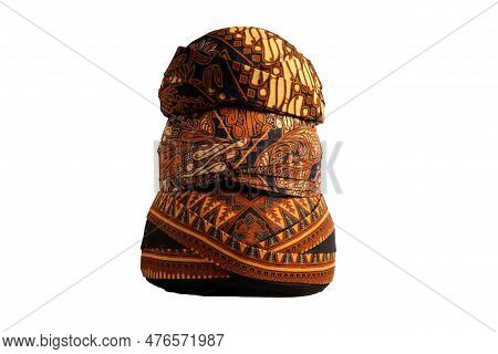 Piles Of Various Sizes Of Traditional Javanese Hats Or Commonly Called Blangkon In Indonesia.