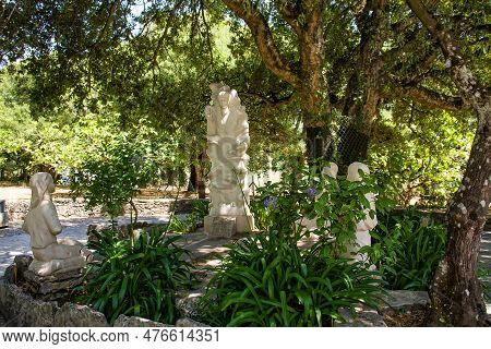 Fatima, Portugal - 25 June 2022: Statues Representing The Apparition Of Our Lady To The 3 Shepherd C