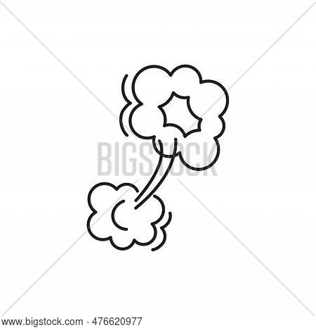 Fart Cloud Vector Line Icon, Smoke Poof Doodle, Comic Breath, Air, Steam Puff, Dust Or Flatulence, C