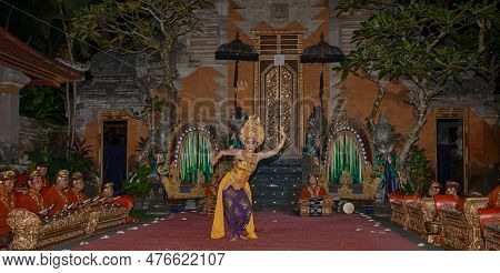 Ubud, Bali Indonesia-april 22 2023:legong , Balinese Dance. It Is A Refined Dance Form Characterized