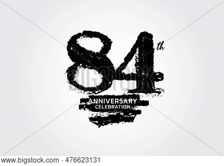 84 Years Anniversary Celebration Logotype Black Vector, 84th Birthday Logo, 84 Number Design, Annive