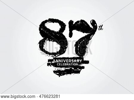 87 Years Anniversary Celebration Logotype Black Vector, 87th Birthday Logo, 87 Number Design, Annive