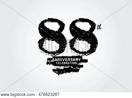 88 Years Anniversary Celebration Logotype Black Vector, 88th Birthday Logo, 88 Number Design, Annive