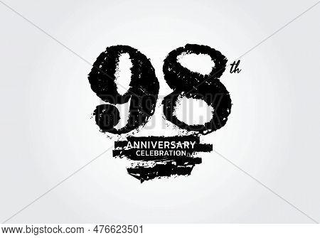 98 Years Anniversary Celebration Logotype Black Vector, 98th Birthday Logo, 98 Number Design, Annive