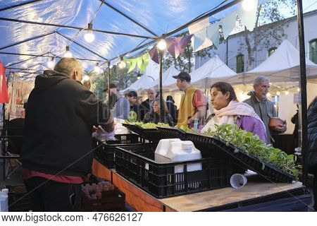 Buenos Aires, Argentina, May 20, 2023: Agroecological Seedling Sales Stand During The Expo Fair Of P