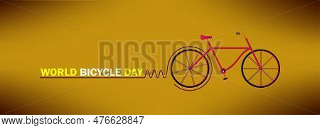 World Bicycle Day Design With Text On Cycle Path