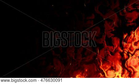 Scary Rough Red - Yellow Infernal Ingrained Forms Lay - Abstract 3d Rendering