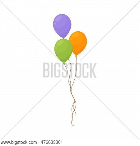 Balloons For Birthday Party And Holiday, Flat Vector Illustration Isolated.