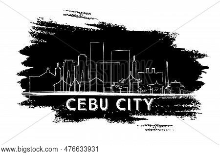 Cebu City Philippines Skyline Silhouette. Hand Drawn Sketch. Business Travel And Tourism Concept Wit