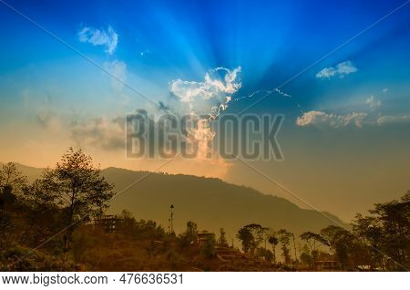 Sunset Sky Over Chayatal Or Chaya Taal, West Sikkim, India, Nature, Silence And Peace. Famous For Re