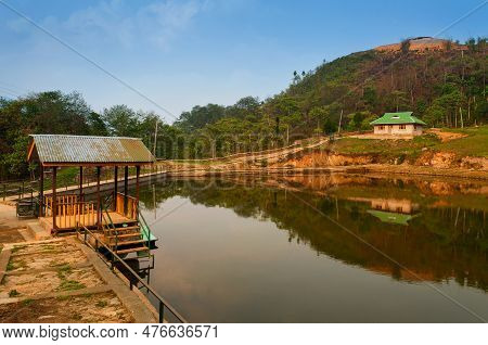 Boating Spot Of Chayatal Or Chaya Taal, West Sikkim, India. Famous For Reflection Of Snow-capped Mou