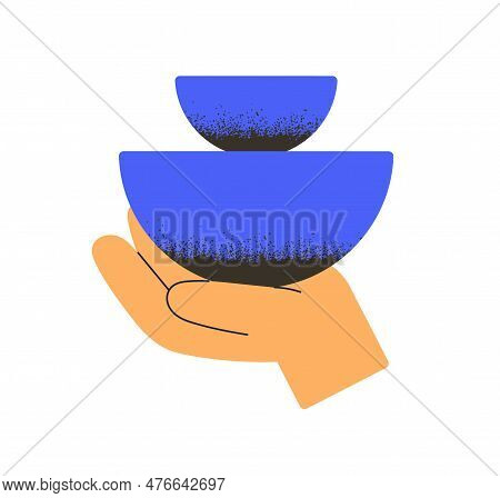 Hand Holding Geometric Shapes, Semi-circles. Abstract Creative Element. Balance, Harmony, Equilibriu