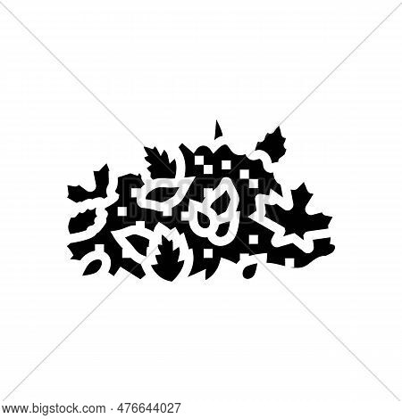 Pile Leaves Autumn Season Glyph Icon Vector. Pile Leaves Autumn Season Sign. Isolated Symbol Illustr