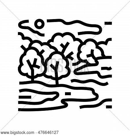 Foggy Morning Autumn Season Line Icon Vector. Foggy Morning Autumn Season Sign. Isolated Contour Sym