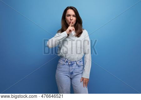 Charming Young Brunette Lady With Thick Hair