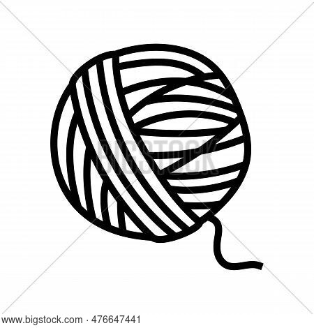 Ball Yarn Knitting Wool Line Icon Vector. Ball Yarn Knitting Wool Sign. Isolated Contour Symbol Blac
