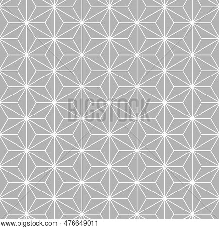 Seamless White And Gray Asanoha Pattern For Bedclothes, Tablecloth, Oilcloth Or Other Textile Design