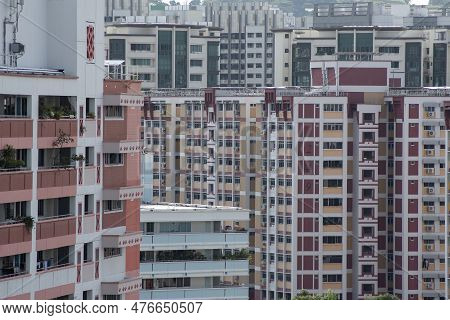 Singapore- 1 Feb, 2023: Facade Of Housing Development Board (hdb) Apartment Units In Singapore. Abou