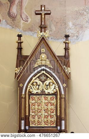 Zlatar, Croatia - November 17, 2011: The Tabernacle In The Assumption Of The Virgin Mary Parish Chur