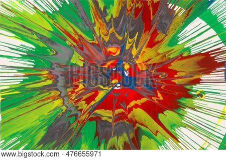 Vibrant And Dynamic Abstract Painting Poster Inspired By Pollocks Style. Colorful Splatters And Spin
