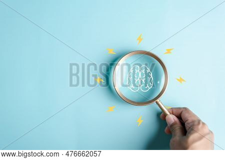 Magnifier With Brainstorm Onside To Smart, Idea, Creative, Thinking, Education, Innovation Smart Int
