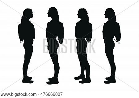 Female Lifeguards With Muscular Bodies Silhouette Set Vector. Anonymous Beach Lifeguard Woman Withou