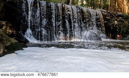 Waterfall Of Lourido River In The Park Of The Estanislau Fountain In Maceda - Ovar, Portugal.