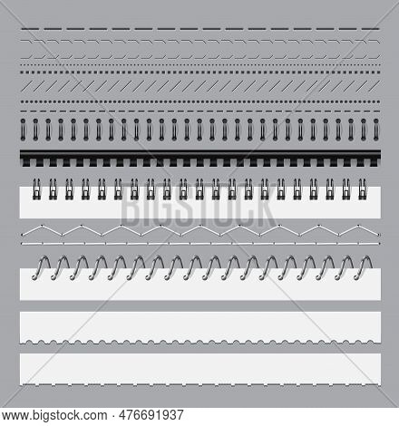 Stitch, Notebook Perforation, Spiral Binding And Dividers. Calendar, Sketchbook And Scrapbook 3d Rea