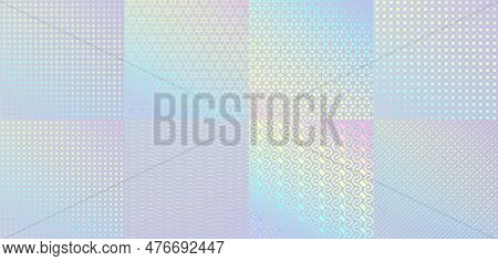 Hologram Texture Patterns, Glitter Foil With Rainbow Gradient. Official Certificate Neon Vector Holo