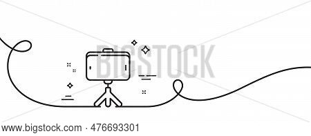 Selfie Stick Line Icon. Continuous One Line With Curl. Mobile Accessories Sign. Phone Photo Symbol. 