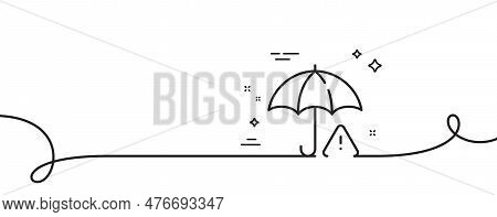 Risk Management Line Icon. Continuous One Line With Curl. Important Warning Sign. Insurance Warn Sym