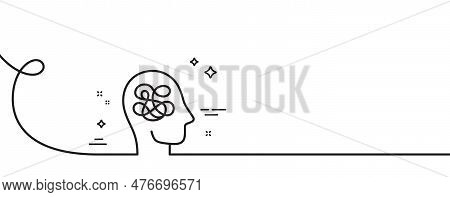 Anxiety Line Icon. Continuous One Line With Curl. Stress Or Think Worry Sign. Mental Health Symbol. 