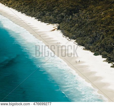 Jervis Bay Panorama Aerial Drone Picture Of The White Sand Hyams Beach In New South Wales, Australia