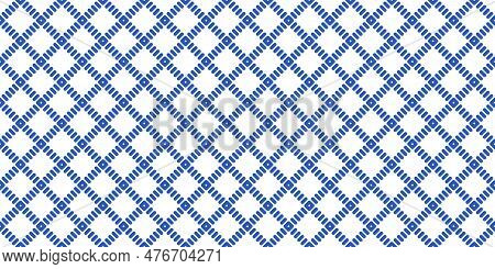 Windowpane Plaid Blue And White Seamless Pattern With Diagonal Lines