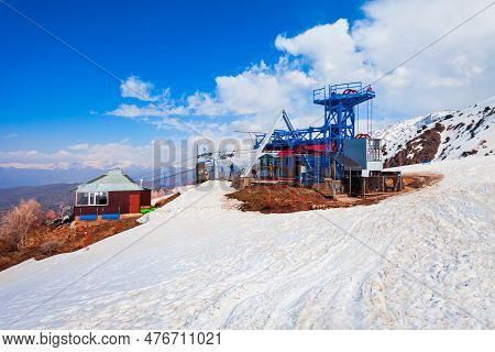 Cable Car Station On The Beldersay Mountain In Chimgan Region Near Taskent City In Uzbekistan In Spr