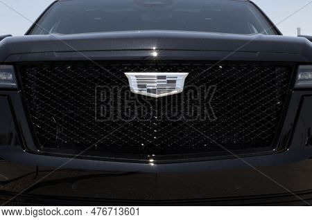 Fishers - Circa May 2023: Cadillac Escalade Display At A Dealership. Cadillac Offers The Escalade In