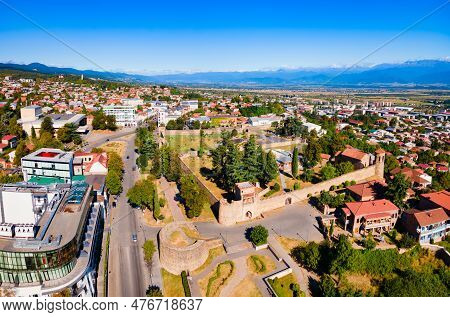 Batonis Tsikhe Fortress Aerial Panoramic View In Telavi. Telavi Is The Main City Of Kakheti Province