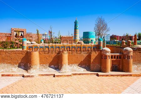 Tashkent, Uzbekistan - April 11, 2021: Khiva In Miniature At The Park Navruz Or Navroz Bogi Is An Et