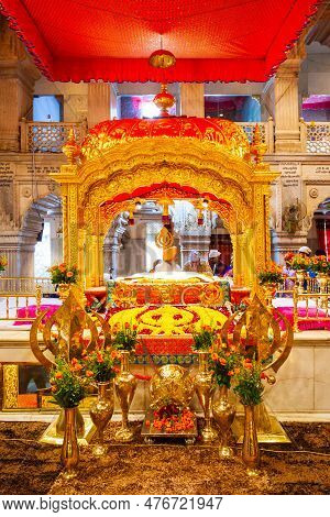 New Delhi, India - October 06, 2019: Gurudwara Sis Ganj Sahib Interior, One Of The Nine Historical G