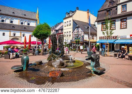 Boppard, Germany - June 26, 2018: Market Square Or Marktplatz In Boppard. Boppard Is The Town Lying 