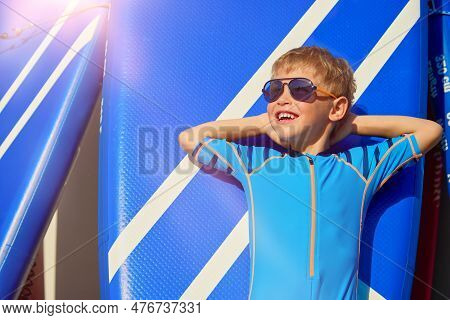 Childrens Advertising Of Sports Equipment For Swimming And Bathing Accessories For Children. Happy B