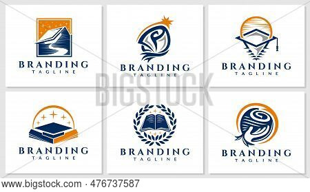 Illustrative Abstract Education Logo Design Bundle. Luxury School Bagde Logo Set.