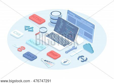 Web Development And Programming. Programmer Engineering And Coding. Programming Languages For Creati