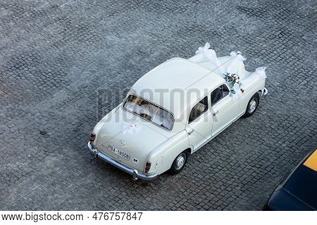 Bratislava, Slovakia - September 9, 2014: Vintage Mercedes-benz 180d W120 Ponton Saloon Car In Brigh