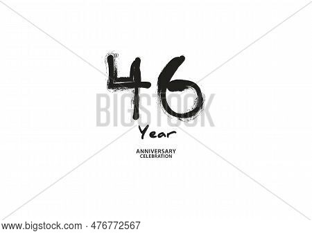 46 Year Anniversary Celebration Logotype On White Background For Poster, Banner, Flyer, Invitations 