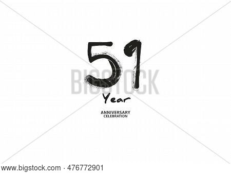 51 Year Anniversary Celebration Logotype On White Background For Poster, Banner, Flyer, Invitations 